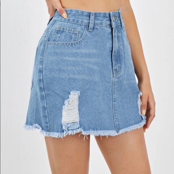 Distressed Denim Skirt Brand New Size Large !NOT USED ITS BRAND NEW Size 8/10 - Picture 5 of 12